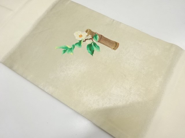 JAPANESE KIMONO / NAOGYA OBI / WOVEN FLOWER & VASE